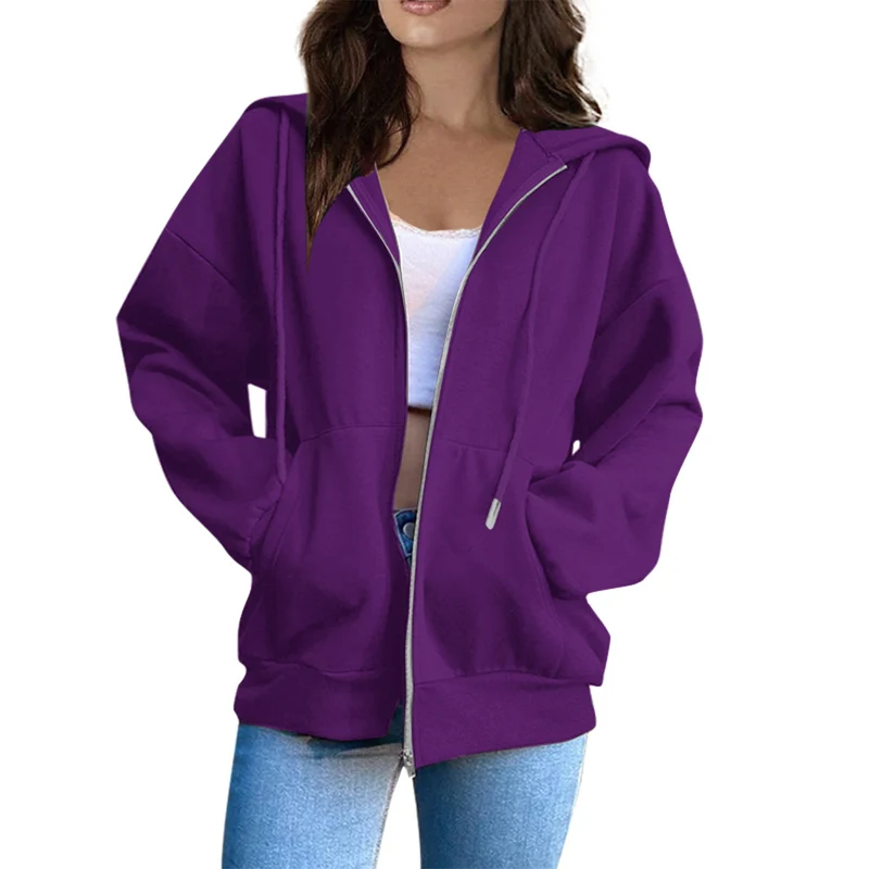 Damen lässige Kapuzenjacke mit durchgehendem Reißverschluss, Kängurutaschen und voluminösen Raglanärmeln Nord Taschen