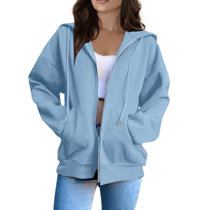 Damen lässige Kapuzenjacke mit durchgehendem Reißverschluss, Kängurutaschen und voluminösen Raglanärmeln Nord Taschen