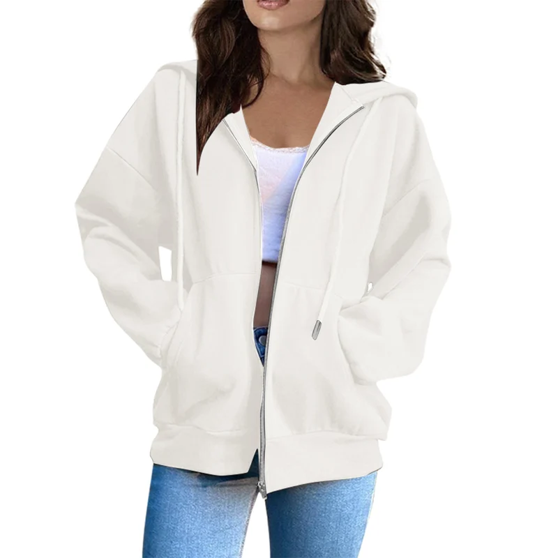 Damen lässige Kapuzenjacke mit durchgehendem Reißverschluss, Kängurutaschen und voluminösen Raglanärmeln Nord Taschen