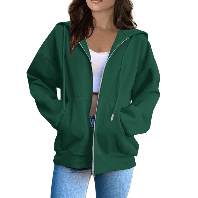 Damen lässige Kapuzenjacke mit durchgehendem Reißverschluss, Kängurutaschen und voluminösen Raglanärmeln Nord Taschen
