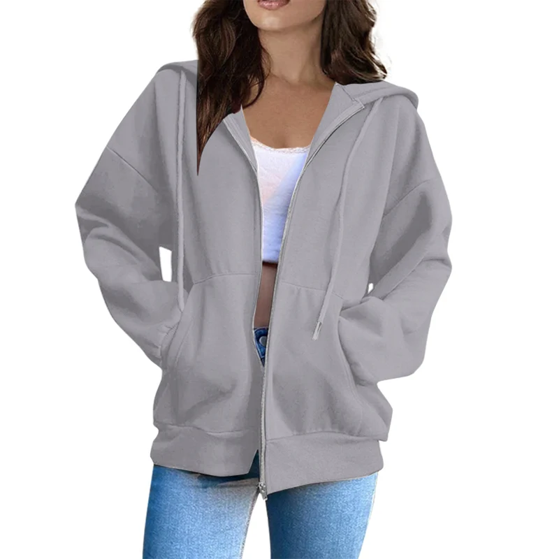 Damen lässige Kapuzenjacke mit durchgehendem Reißverschluss, Kängurutaschen und voluminösen Raglanärmeln Nord Taschen