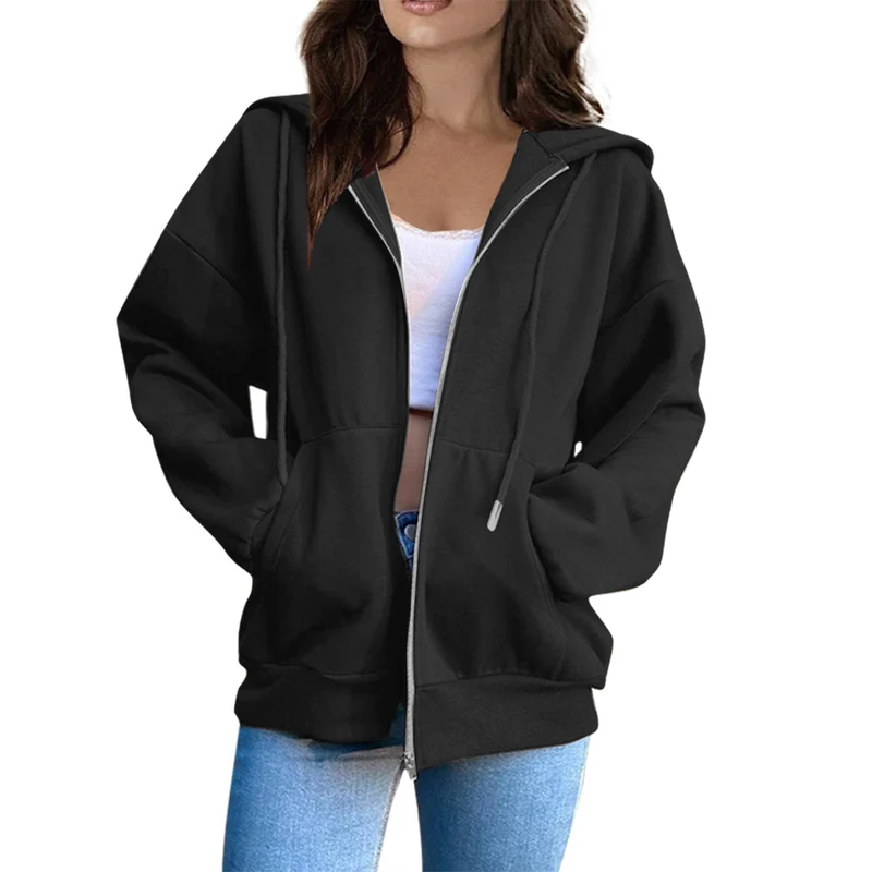 Damen lässige Kapuzenjacke mit durchgehendem Reißverschluss, Kängurutaschen und voluminösen Raglanärmeln Nord Taschen