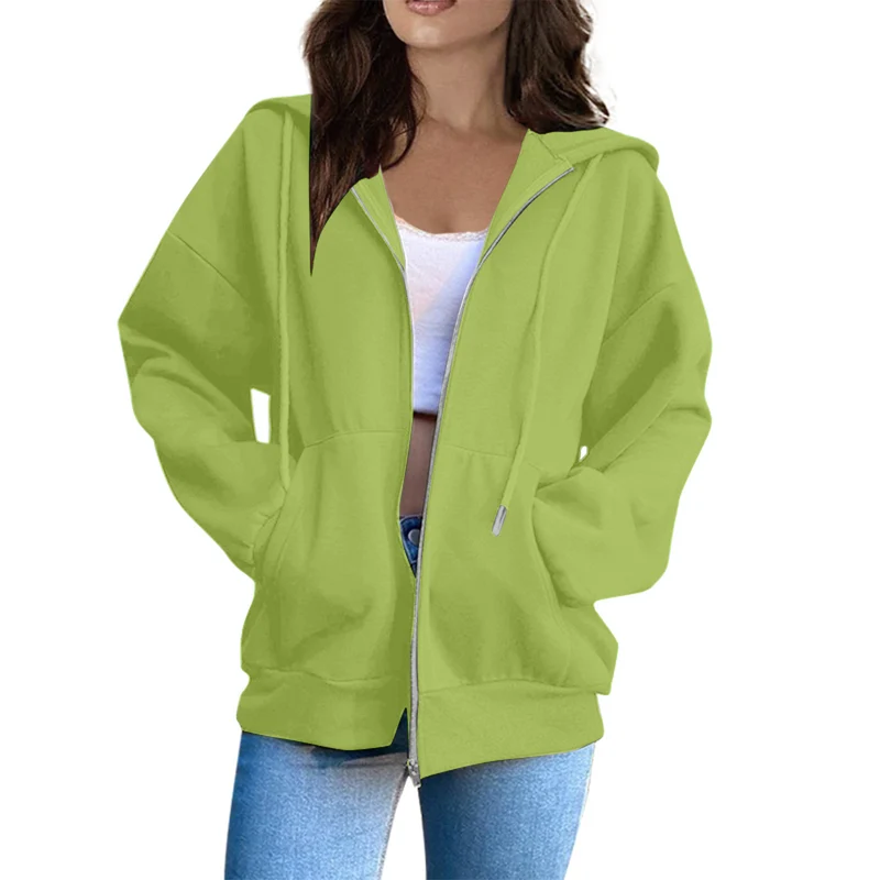 Damen lässige Kapuzenjacke mit durchgehendem Reißverschluss, Kängurutaschen und voluminösen Raglanärmeln Nord Taschen