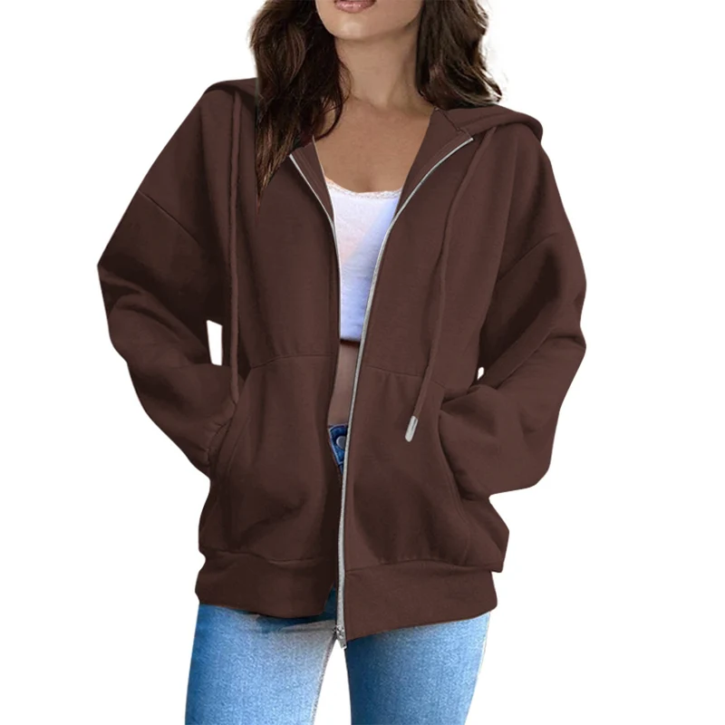 Damen lässige Kapuzenjacke mit durchgehendem Reißverschluss, Kängurutaschen und voluminösen Raglanärmeln Nord Taschen