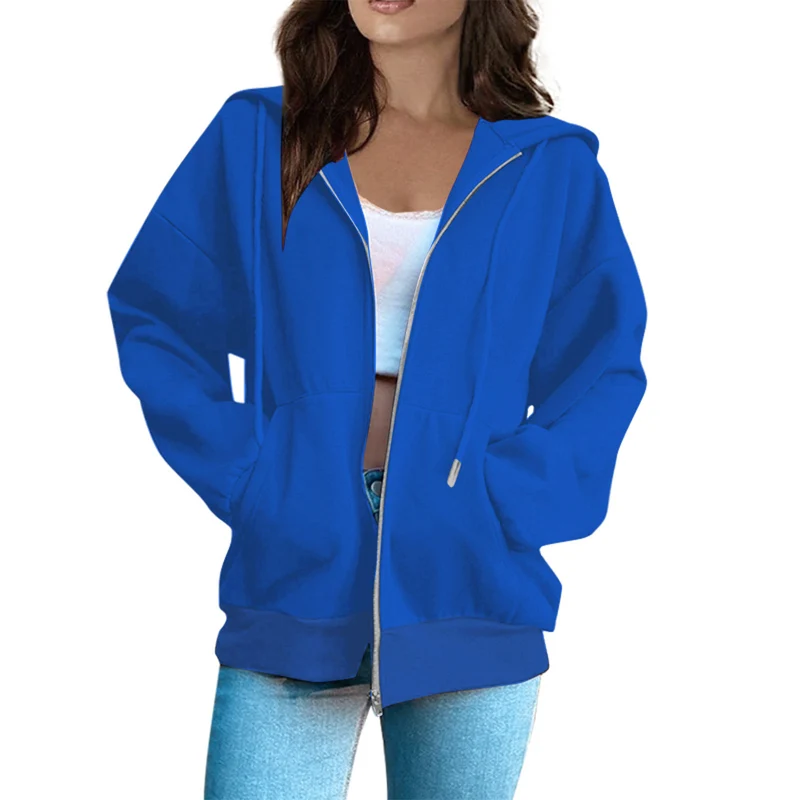 Damen lässige Kapuzenjacke mit durchgehendem Reißverschluss, Kängurutaschen und voluminösen Raglanärmeln Nord Taschen