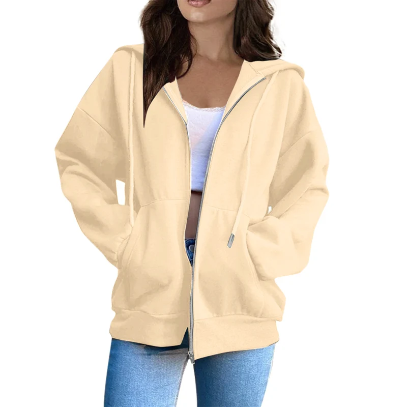 Damen lässige Kapuzenjacke mit durchgehendem Reißverschluss, Kängurutaschen und voluminösen Raglanärmeln Nord Taschen