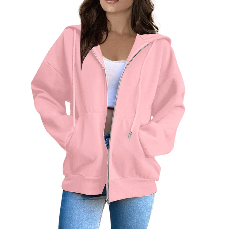 Damen lässige Kapuzenjacke mit durchgehendem Reißverschluss, Kängurutaschen und voluminösen Raglanärmeln Nord Taschen