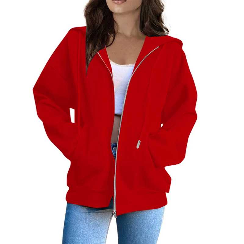 Damen lässige Kapuzenjacke mit durchgehendem Reißverschluss, Kängurutaschen und voluminösen Raglanärmeln Nord Taschen