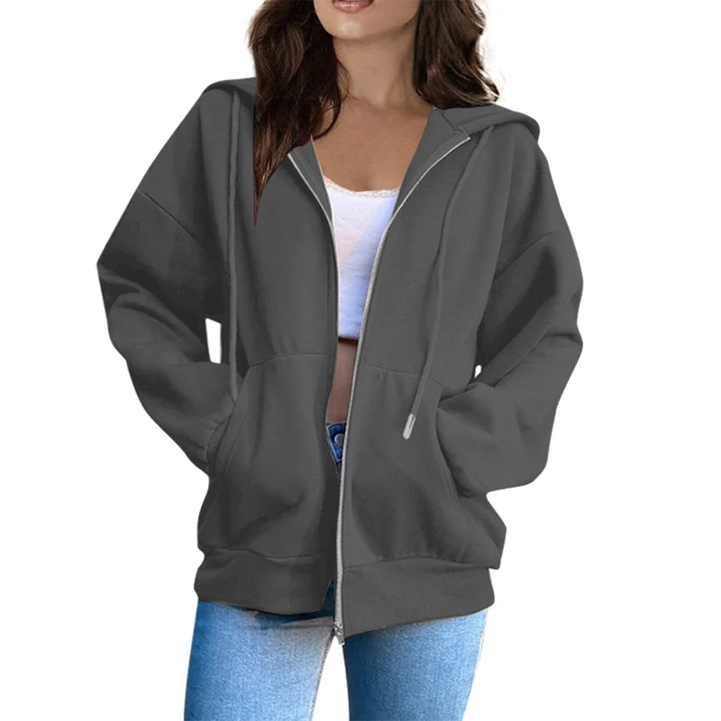 Damen lässige Kapuzenjacke mit durchgehendem Reißverschluss, Kängurutaschen und voluminösen Raglanärmeln Nord Taschen