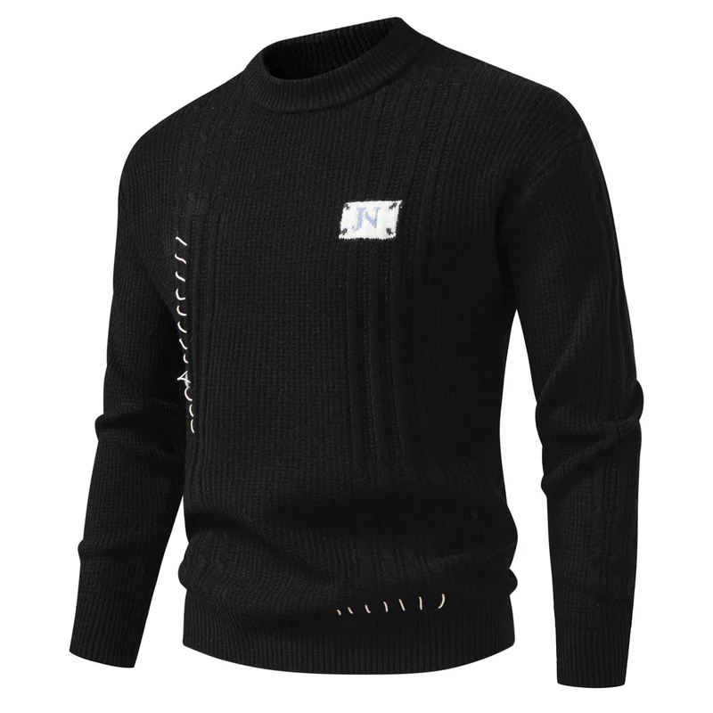 Herren Strukturiertes Rippstrick-Pullover mit Ziernähten und Logo‑Patch Nord Taschen
