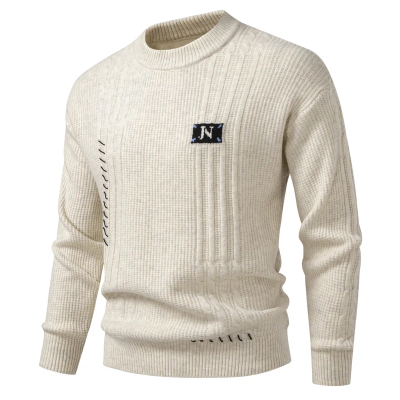 Herren Strukturiertes Rippstrick-Pullover mit Ziernähten und Logo‑Patch Nord Taschen