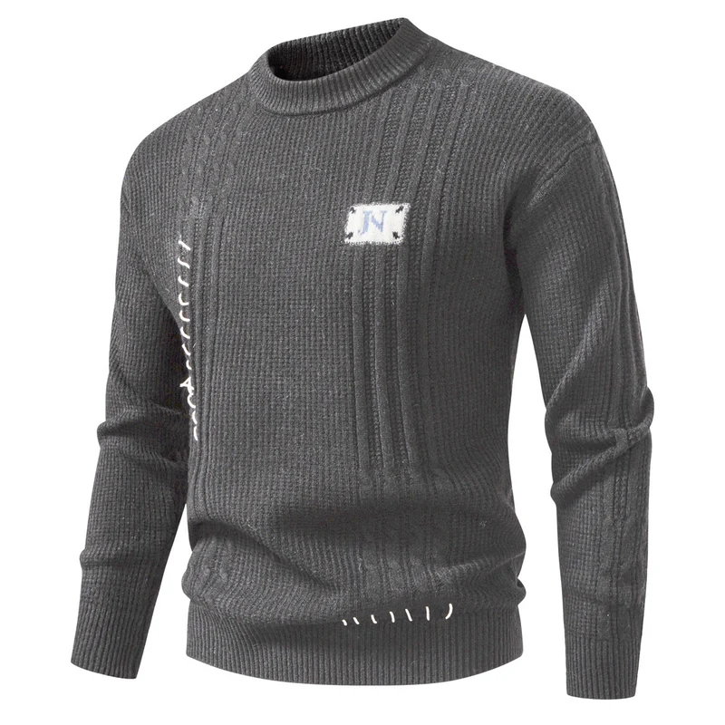 Herren Strukturiertes Rippstrick-Pullover mit Ziernähten und Logo‑Patch Nord Taschen