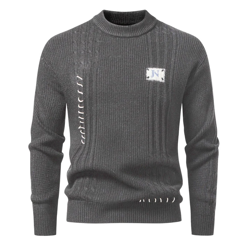Herren Strukturiertes Rippstrick-Pullover mit Ziernähten und Logo‑Patch Nord Taschen