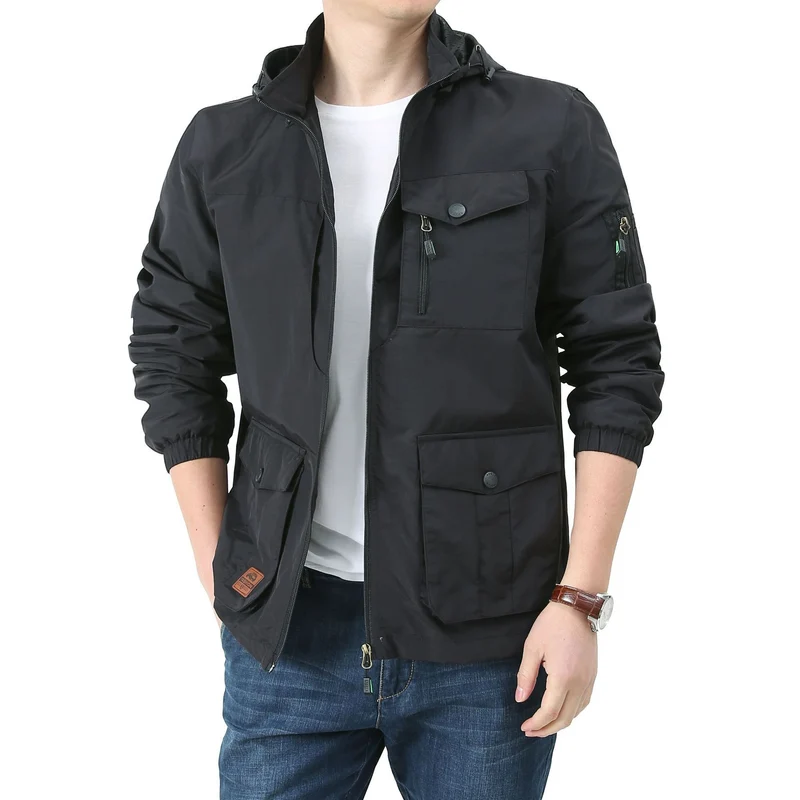 Herren Urban-Utility Fieldjacke mit Kapuze, Mehrfach‑Taschen und elastischen Bündchen Nord Taschen