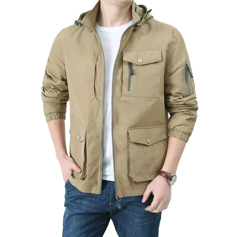 Herren Urban-Utility Fieldjacke mit Kapuze, Mehrfach‑Taschen und elastischen Bündchen Nord Taschen