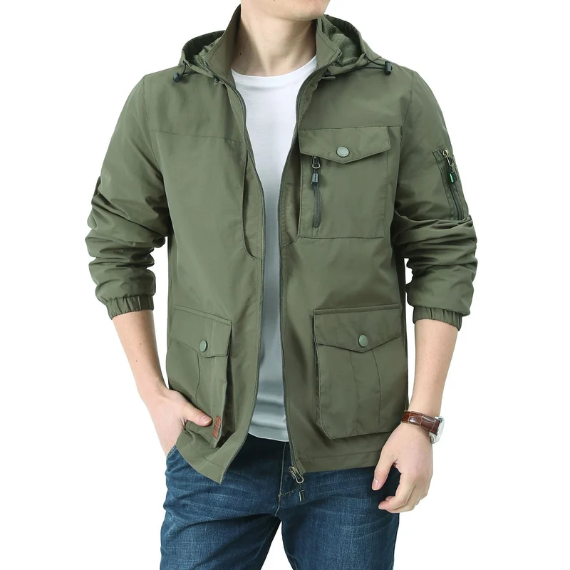 Herren Urban-Utility Fieldjacke mit Kapuze, Mehrfach‑Taschen und elastischen Bündchen Nord Taschen