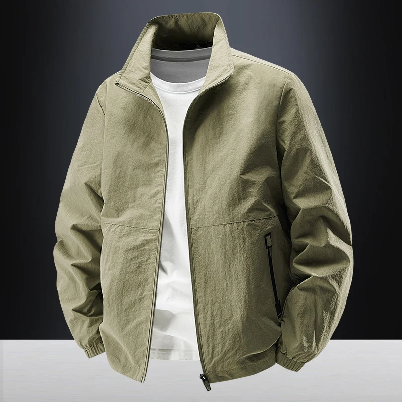 Herren Ultraleichte winddichte Freizeitblousonjacke mit Stehkragen und Reißverschlusstaschen Nord Taschen