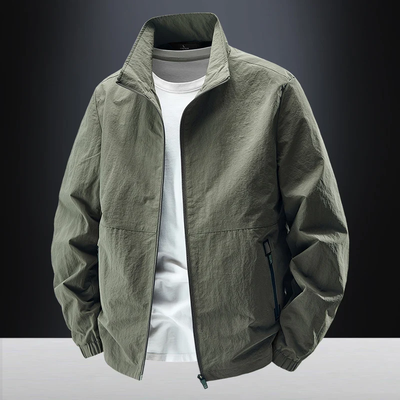 Herren Ultraleichte winddichte Freizeitblousonjacke mit Stehkragen und Reißverschlusstaschen Nord Taschen
