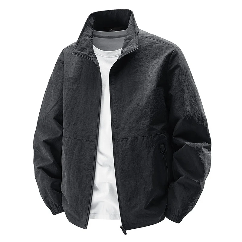 Herren Ultraleichte winddichte Freizeitblousonjacke mit Stehkragen und Reißverschlusstaschen Nord Taschen