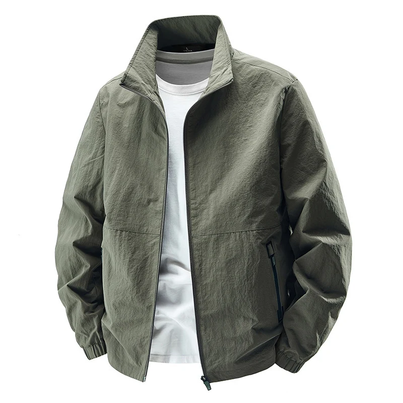 Herren Ultraleichte winddichte Freizeitblousonjacke mit Stehkragen und Reißverschlusstaschen Nord Taschen