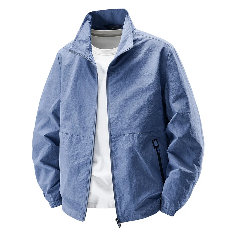 Herren Ultraleichte winddichte Freizeitblousonjacke mit Stehkragen und Reißverschlusstaschen Nord Taschen