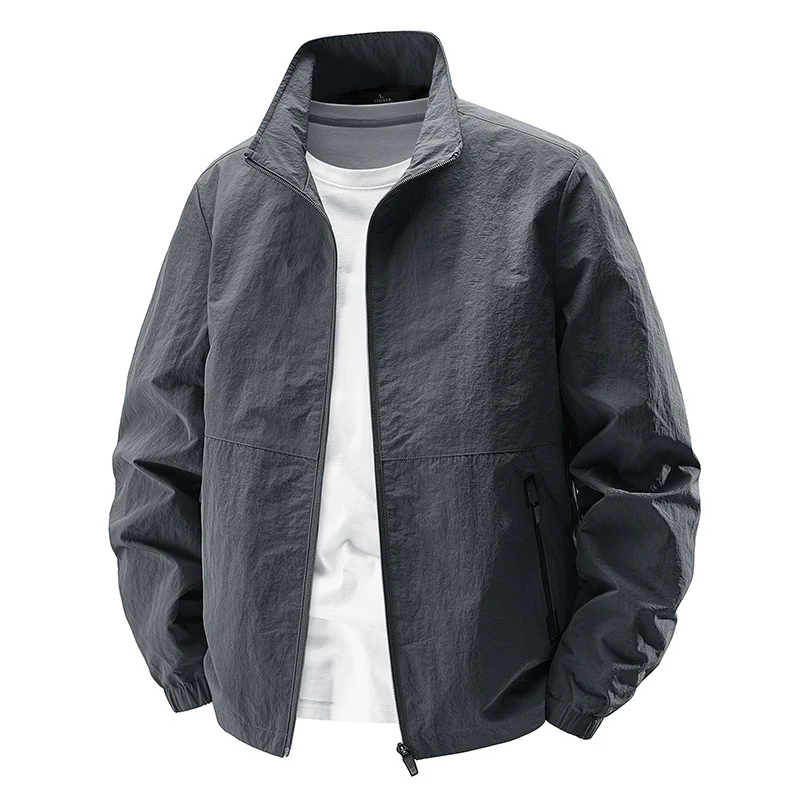 Herren Ultraleichte winddichte Freizeitblousonjacke mit Stehkragen und Reißverschlusstaschen Nord Taschen