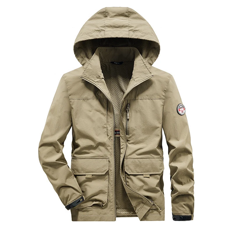 Herren Ultraleichte Kapuzen-Fieldjacke mit Mesh-Innenfutter und Mehrfach-Taschen Nord Taschen