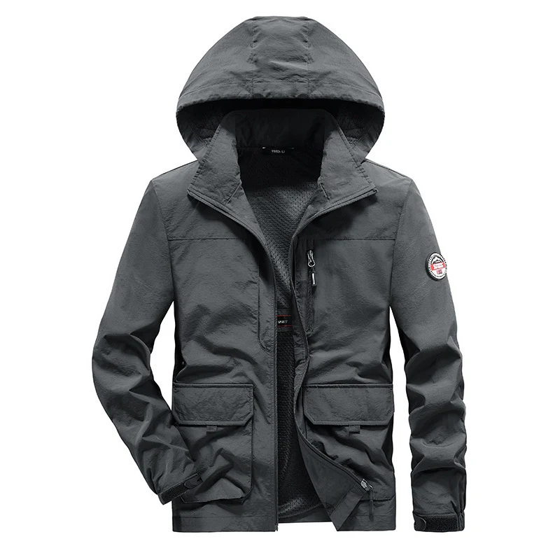 Herren Ultraleichte Kapuzen-Fieldjacke mit Mesh-Innenfutter und Mehrfach-Taschen Nord Taschen