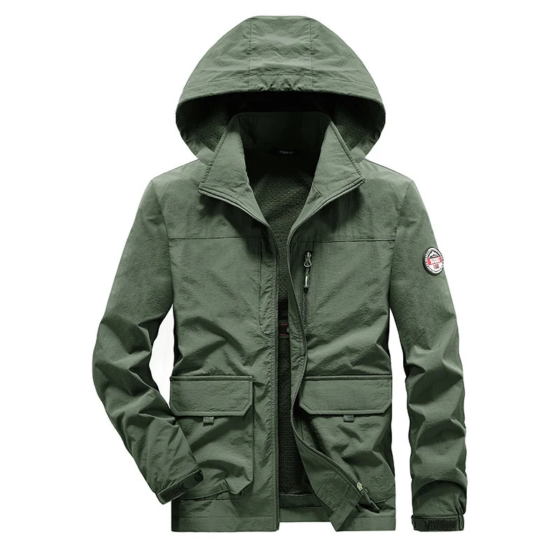 Herren Ultraleichte Kapuzen-Fieldjacke mit Mesh-Innenfutter und Mehrfach-Taschen Nord Taschen