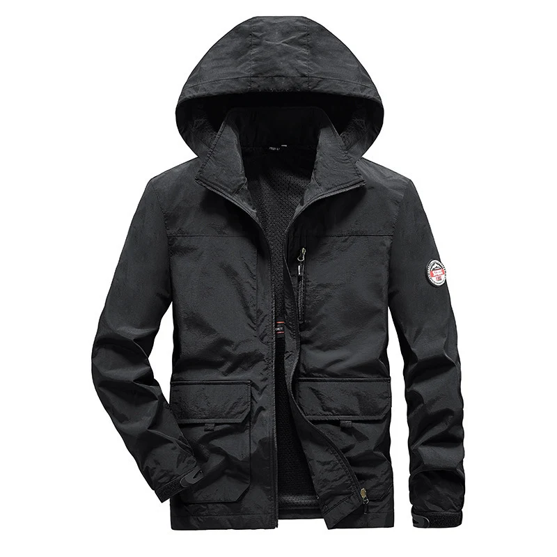 Herren Ultraleichte Kapuzen-Fieldjacke mit Mesh-Innenfutter und Mehrfach-Taschen Nord Taschen