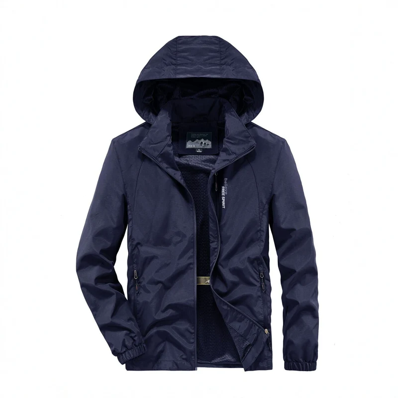 Herren Ultraleichte Atmungsaktive Kapuzenjacke mit perforiertem Mesh‑Futter und Reißverschlusstaschen Nord Taschen