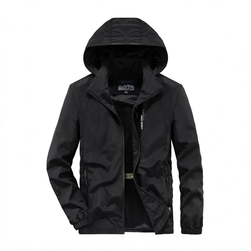 Herren Ultraleichte Atmungsaktive Kapuzenjacke mit perforiertem Mesh‑Futter und Reißverschlusstaschen Nord Taschen