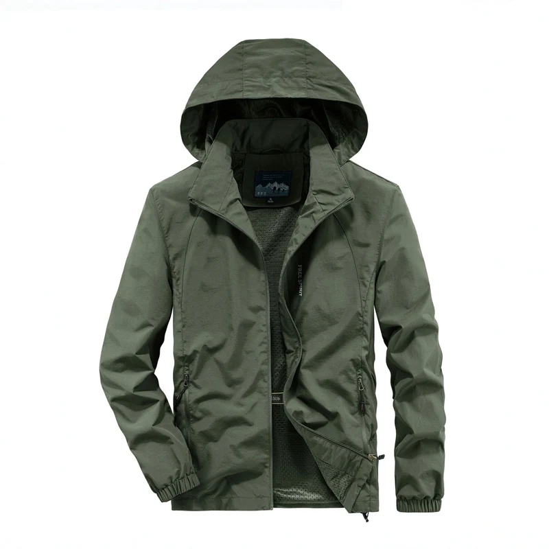 Herren Ultraleichte Atmungsaktive Kapuzenjacke mit perforiertem Mesh‑Futter und Reißverschlusstaschen Nord Taschen
