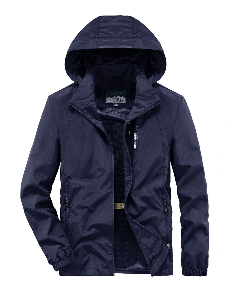 Herren Ultraleichte Atmungsaktive Kapuzenjacke mit perforiertem Mesh‑Futter und Reißverschlusstaschen Nord Taschen