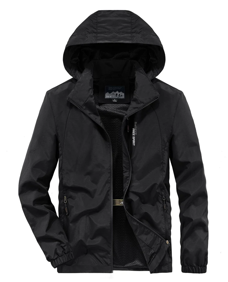 Herren Ultraleichte Atmungsaktive Kapuzenjacke mit perforiertem Mesh‑Futter und Reißverschlusstaschen Nord Taschen