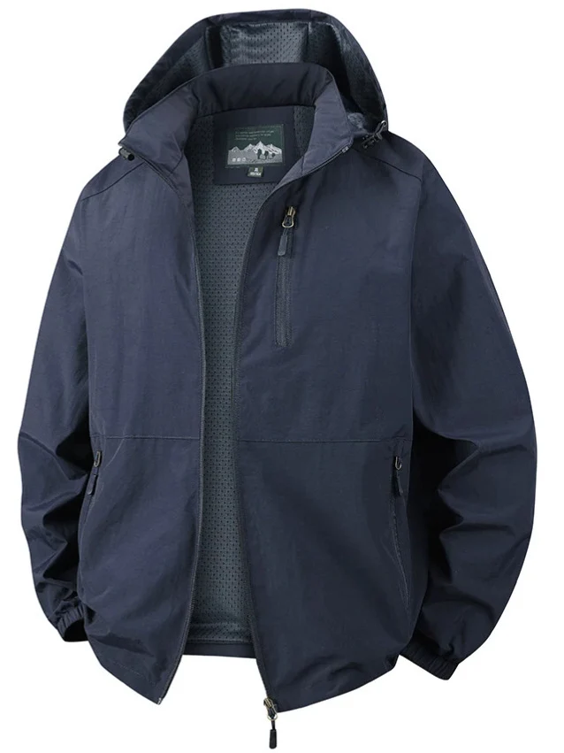 Herren Ultraleichte Allwetter-Outdoorjacke mit Kapuze atmungsaktivem Meshfutter und Reißverschlusstaschen Nord Taschen