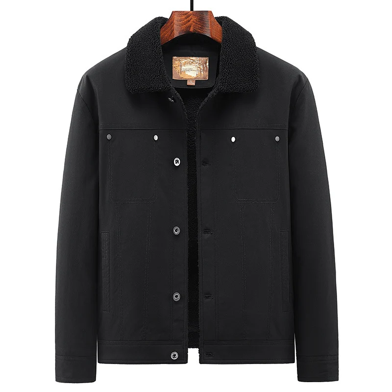 Herren Truckerjacke im Overshirt-Stil mit Sherpa-Futter und Hemdkragen Nord Taschen