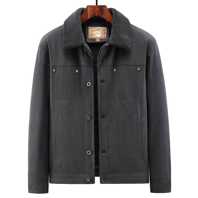 Herren Truckerjacke im Overshirt-Stil mit Sherpa-Futter und Hemdkragen Nord Taschen