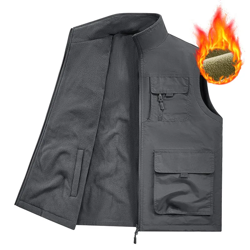 Herren Thermo-Utility-Weste mit Fleece-Innenfutter, winddichtem Shell und Multifunktionstaschen Nord Taschen