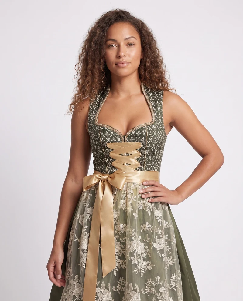 Frauen Dirndl mit kunstvollen Spitzenakzenten und elegantem Schürze Nord Taschen
