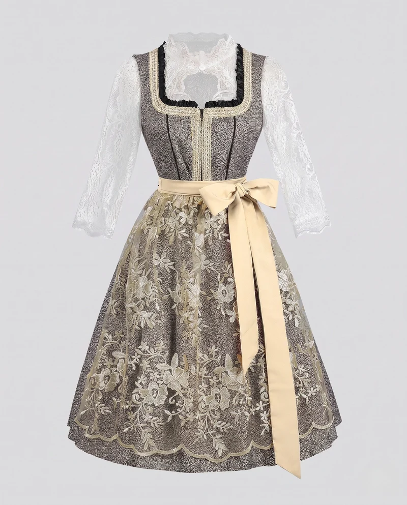 Frauen Dirndl mit kunstvollen Spitzenakzenten und elegantem Schürze Nord Taschen