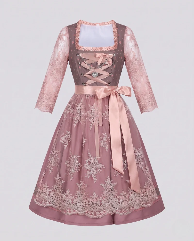 Frauen Dirndl mit kunstvollen Spitzenakzenten und elegantem Schürze Nord Taschen
