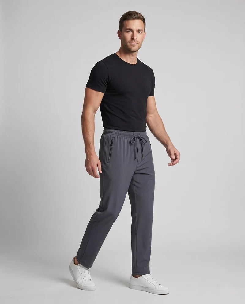 Herren Tech-Trainingshose mit elastischem Bund, Tunnelzug & Reißverschlusstaschen Nord Taschen
