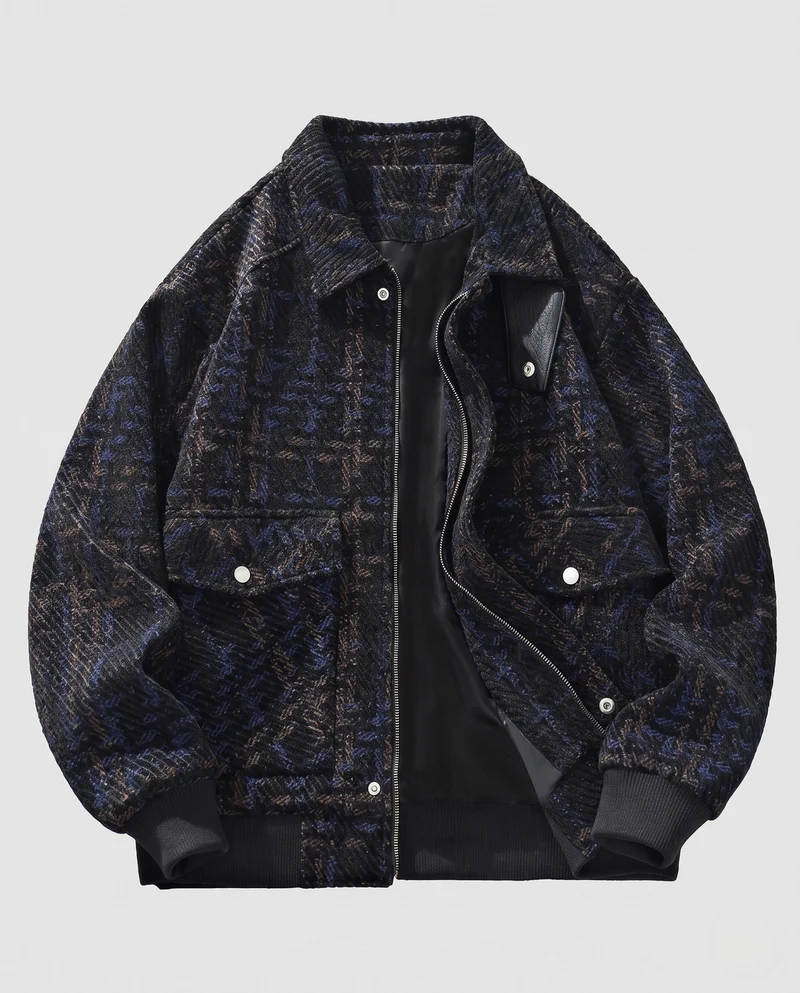 Herren Strukturiertes Overshirt‑Bomberjacke mit Rippbündchen & aufgesetzten Pattentaschen Nord Taschen