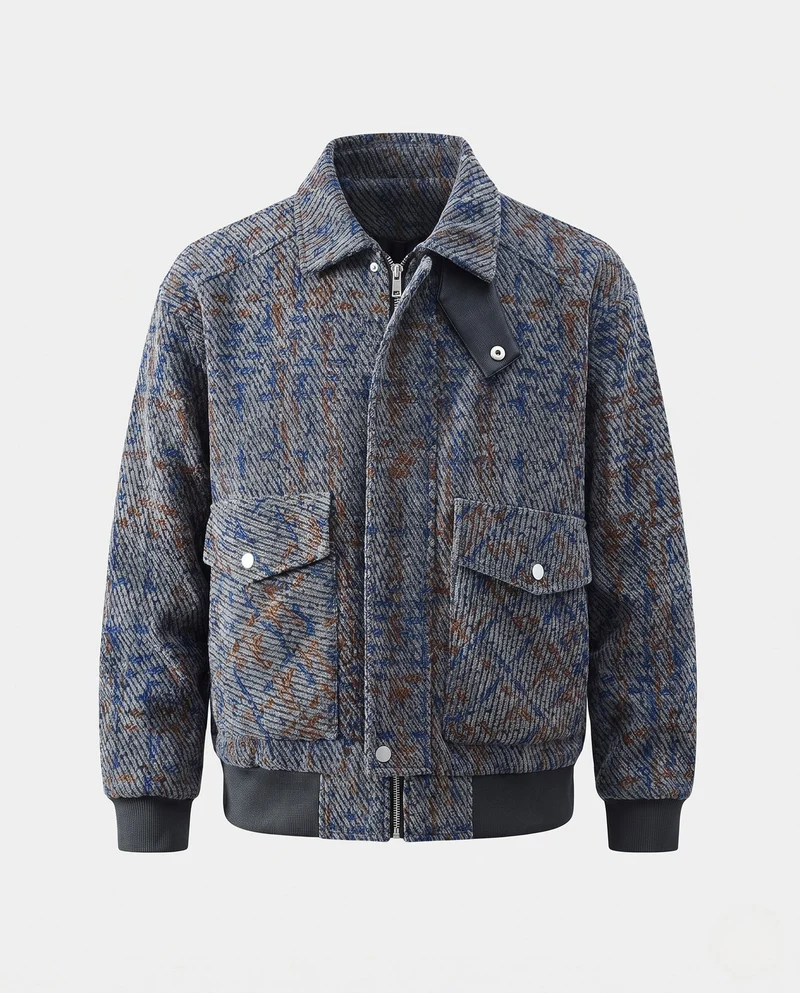 Herren Strukturierte Bomberjacke im Overshirt-Look mit Pattentaschen & Rippbündchen Nord Taschen