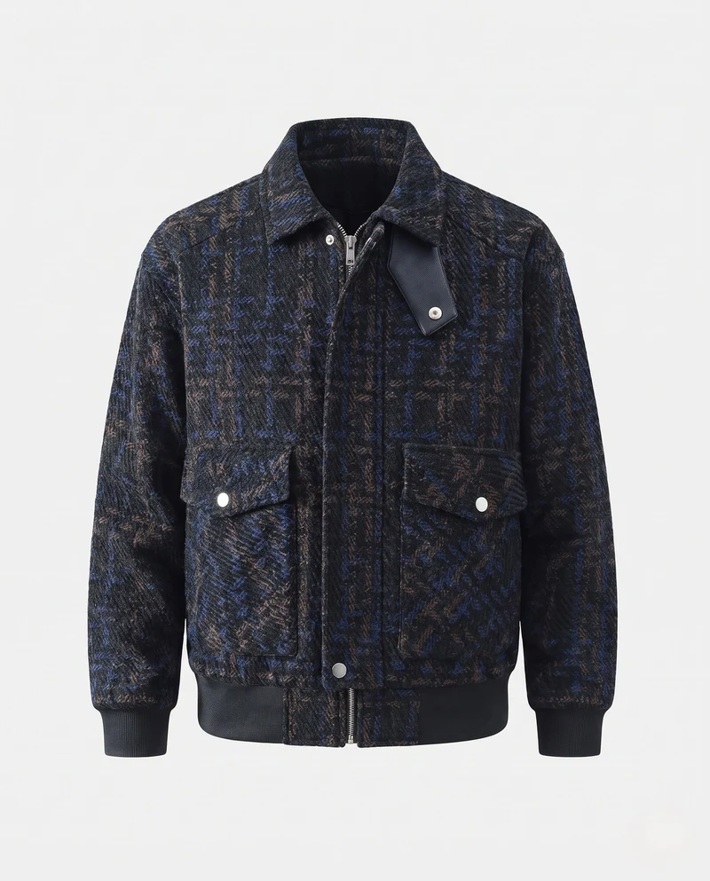 Herren Strukturierte Bomberjacke im Overshirt-Look mit Pattentaschen & Rippbündchen Nord Taschen