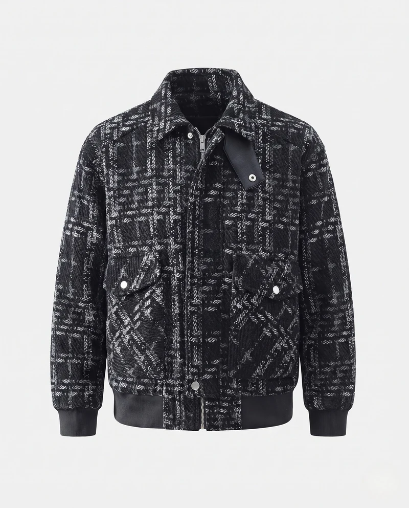 Herren Strukturierte Bomberjacke im Overshirt-Look mit Pattentaschen & Rippbündchen Nord Taschen