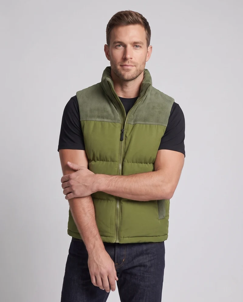 Herren Steppweste mit Cordbesatz, wattierter Thermoisolierung & Stehkragen Nord Taschen