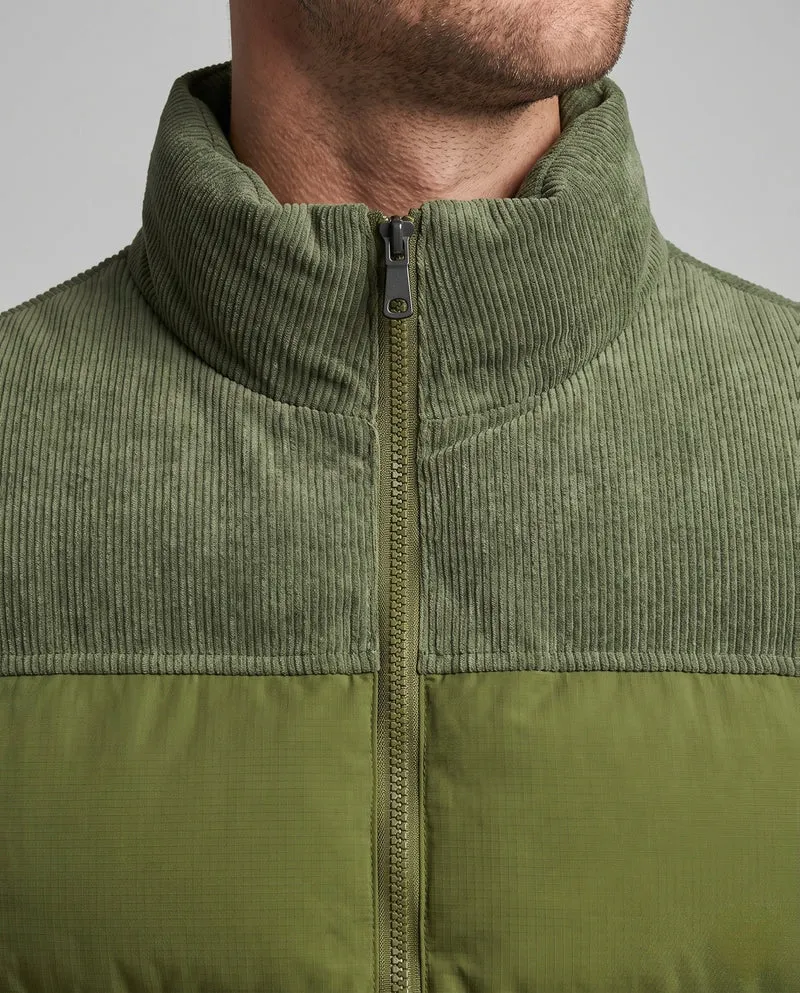 Herren Steppweste mit Cordbesatz, wattierter Thermoisolierung & Stehkragen Nord Taschen