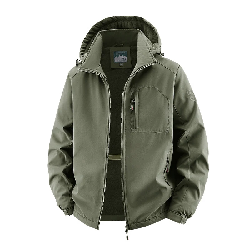 Herren Leichte Softshell-Fieldjacke mit verstellbarer Kapuze und Organizer-Brusttasche Nord Taschen